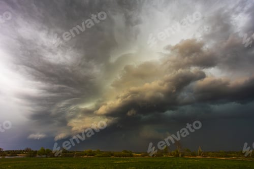 Preview: Dramatic storm clouds in the sky, dark severe storm clouds, supercell.