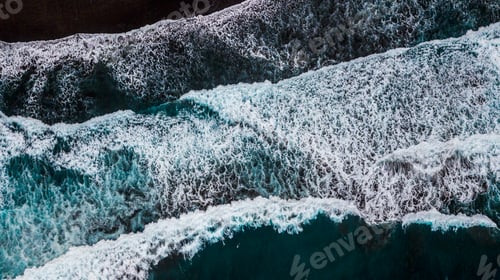 Preview: top view of a sea or ocean with waves in canary island - surfing and acuatic sports
