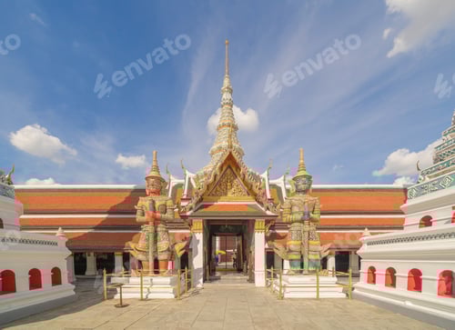 Preview: Golden pagoda at Temple of the Emerald Buddha in Bangkok, Thailand. Wat Phra Kaew and Grand palace