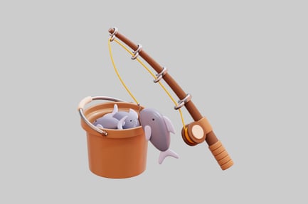 Vista previa: Caña de pescar y captura de dibujos animados