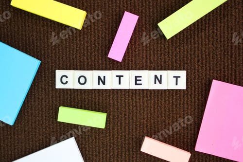 Preview: letters of the alphabet with the word content in the middle.