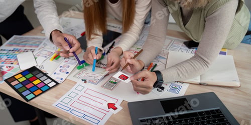Preview: Brainstorm team of creative web graphic designer planning, Group of mobile phone app developer team