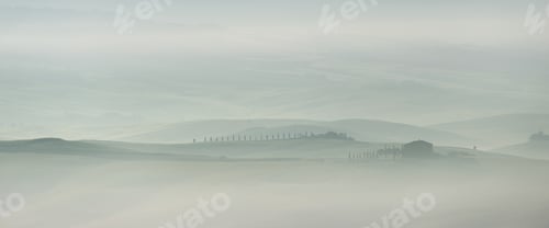 Preview: Pastel landscape in the early morning in Tuscany