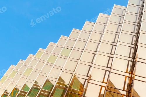 Preview: Office buildings windows. Glass architecture facade design with reflection