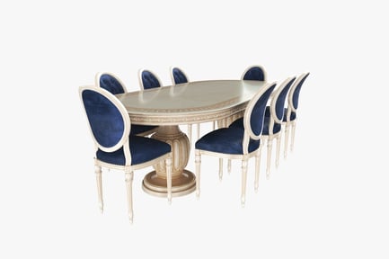 Preview: Ornate Dining Set with Velvet Chairs