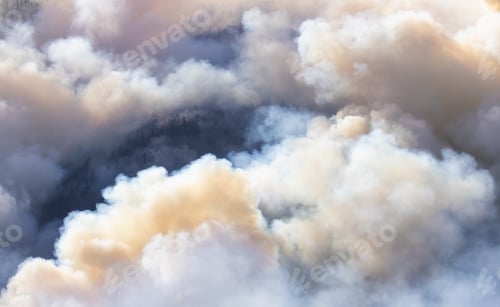 Preview: BC Forest Fire and Smoke over the mountain near Hope during a hot sunny summer day.