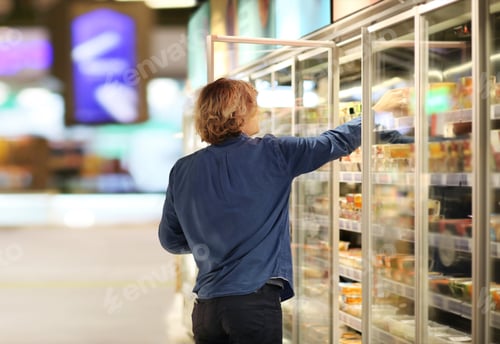 Preview: Man Choosing Frozen Food From A Supermarket Freezer