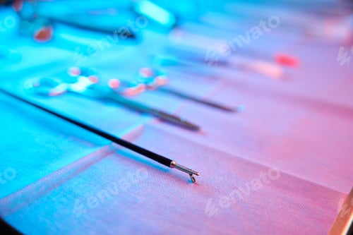 Preview: Kit of precision instruments prepared for minor surgical procedure
