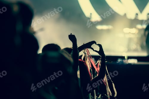 Preview: crowd partying stage lights live concert summer music festival