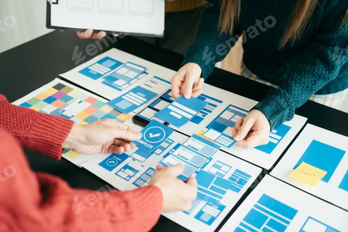 Preview: ui designer brainstorming about mobile app interface wireframe design