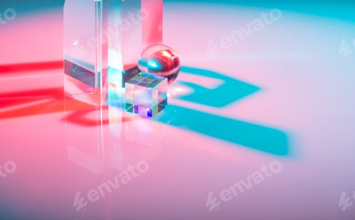Preview: Glass crystal prism. Multicolor light effect