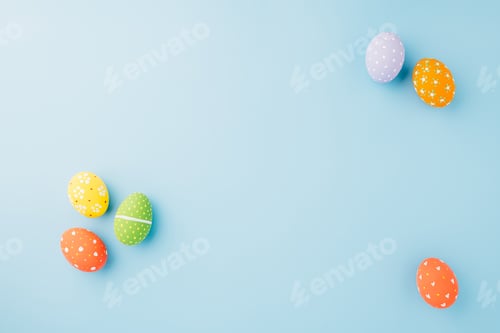 Preview: Colorful Easter Eggs on Light Blue Background