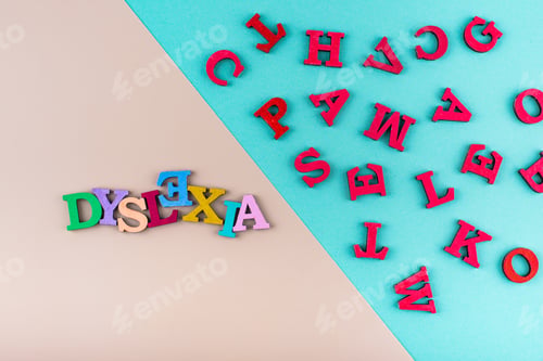 Dyslexia Concept with Colorful Wooden Alphabet Letters