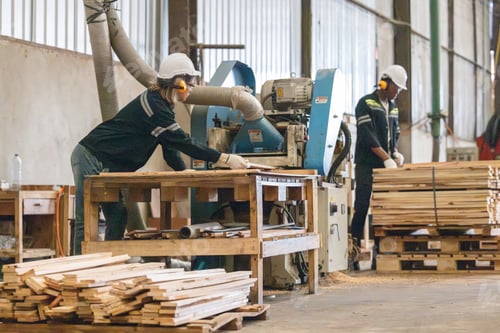 Preview: Woodworkers operate machines, tend lathes to cut, shape wood fixtures in manufacturing process