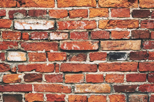 Preview: Old brick wall, grunge background. Front view