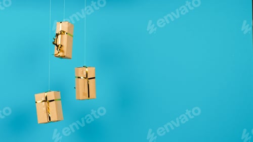 Preview: Christmas gift box with blue background