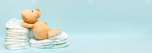 Preview: diapers with teddy bear.infant newborn boy girl for baby shower present gift. Healthcare medical