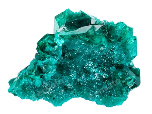 Preview: cluster of dioptase mineral isolated on white