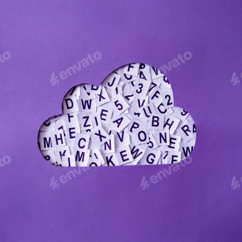 Preview: Cloud storage with letters and numbers concept of global data storage