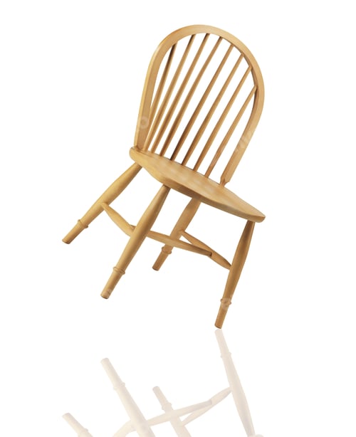 Preview: Wooden Chair with Reflection Isolated on White Background
