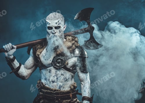 Preview: Northern undead with huge hatchet in frosty fog