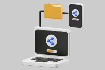 Preview: Laptop with folder and smartphone.