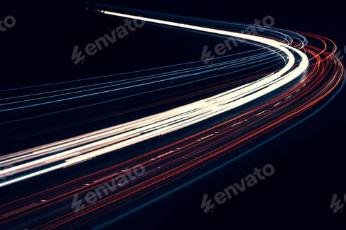 Preview: lights of cars driving at night. long exposure
