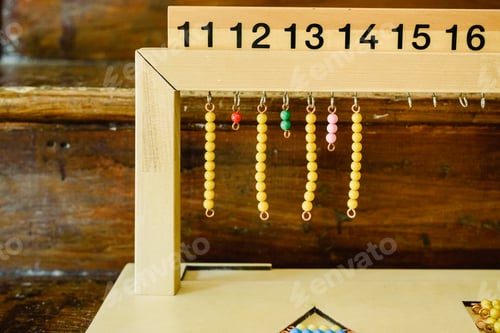 Preview: Hanger for color bead stairs, counting in a montessori classroom