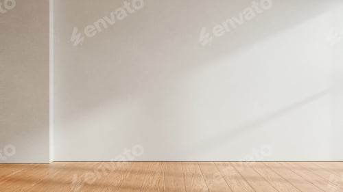 Preview: Minimalist Room Interior with Wooden Floor and Sunlight