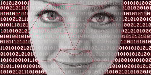 Preview: Concept for facial recognition, biometric, security system or deepfake dangers.