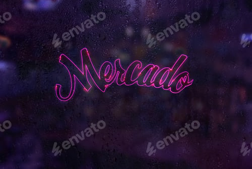 Preview: Spanish Market sign in Rainy Window - Mercado is Spanish for Market