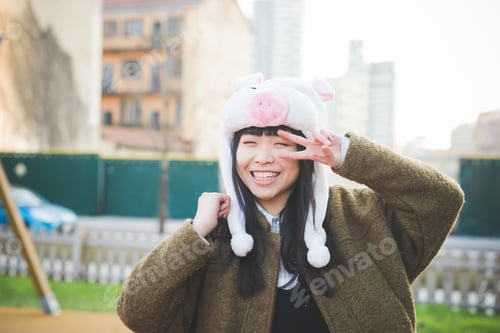 Preview: young beautiful asian hipster woman