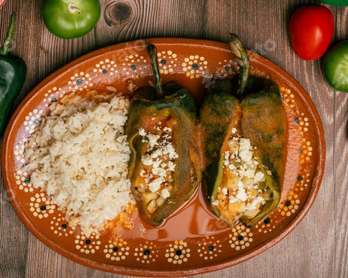 Preview: Stuffed peppers, typical mexican food. Food to celebrate Cinco de Mayo.