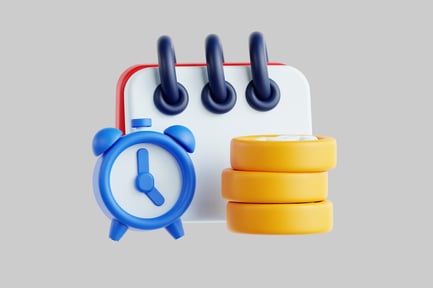 Preview: Calendar, clock and coin stack