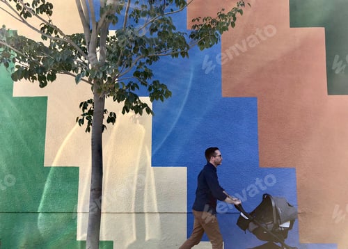 Preview: Father pushing stroller