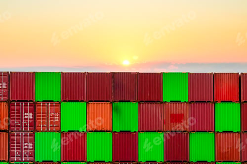 Preview: Cargo container stack shipping container at international container cargo port, Business