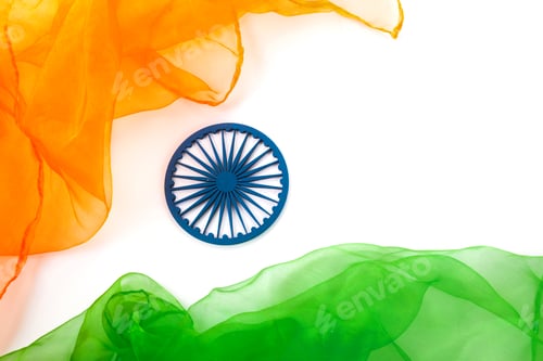 Preview: Indian Independence Day concept background with Ashoka wheel