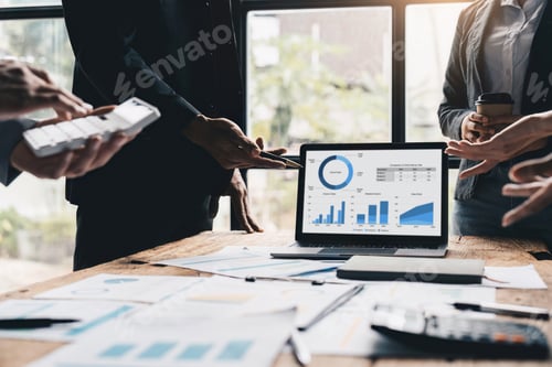 Preview: Business team meeting and presenting business results discussion and analysis data chart and graph