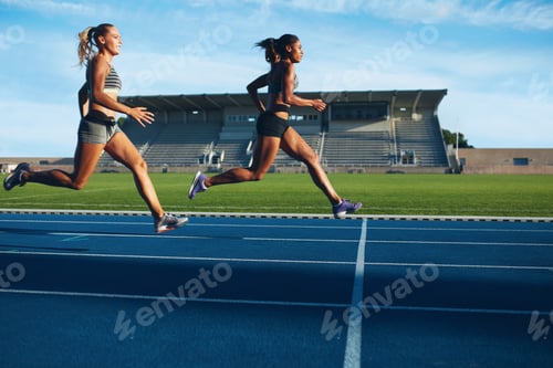 Preview: Athletes arrives at finish line on racetrack