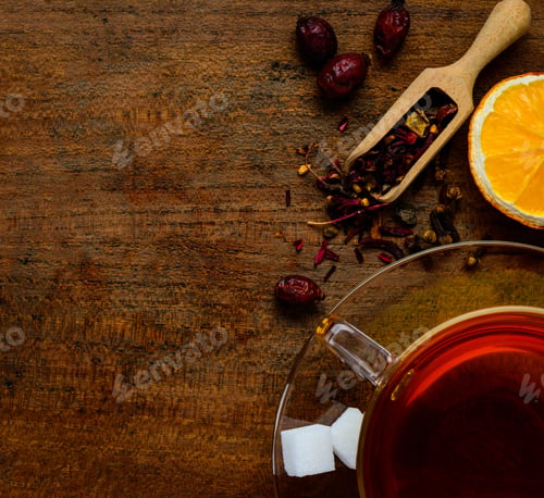 Tea and Ingredients Top-View