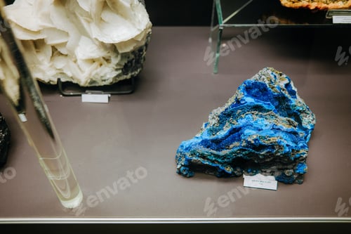 Preview: Crystals and rocks exhibition. Beautiful azurite malachite.