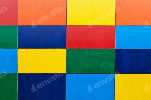 Preview: Multi-colored tiles on the wall. Colored textured background.