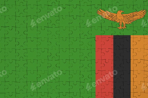 Preview: Zambia flag is depicted on a folded puzzle