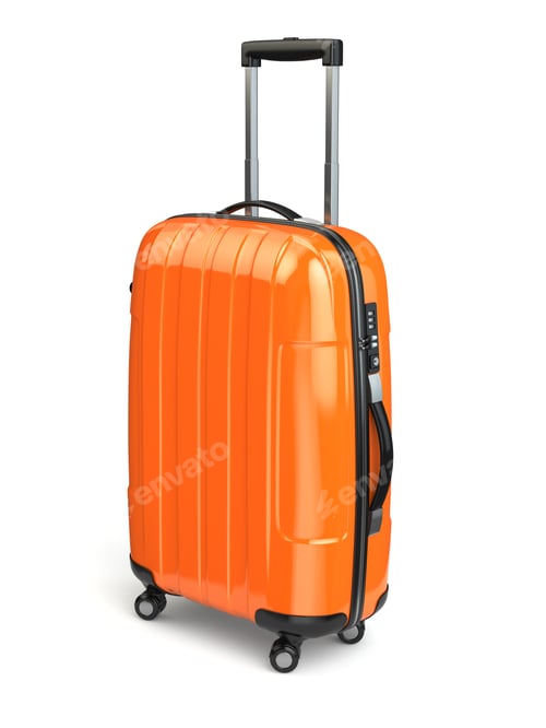 Preview: Luggage, Orange suitcase on white isolated background.