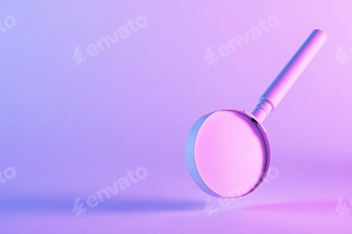 Preview: Dramatic duo-tone image of a floating magnifying glass