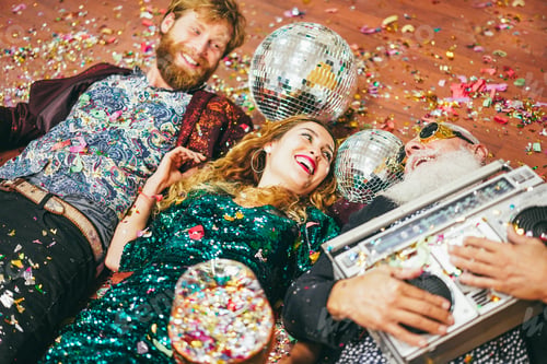 Preview: Multi generational crazy people celebrating new year's eve party together