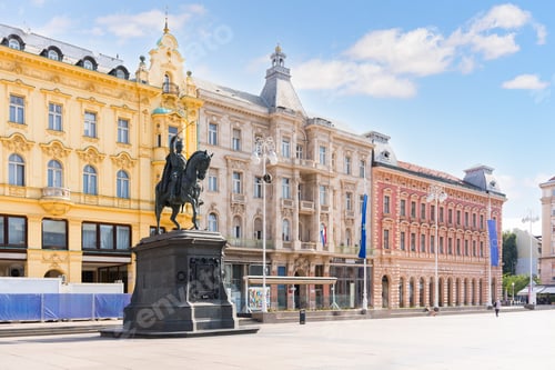 Preview: Ban Jelacic square, Zagreb, Croatia historic equestrian monument