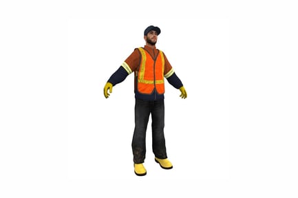 Preview: Figure with outstretched arms in safety vest and workwear