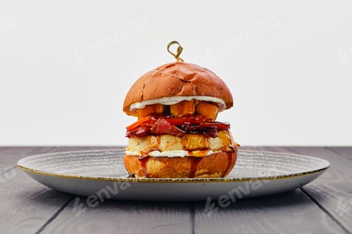 Preview: Burger with beef, bacon and pumpkin