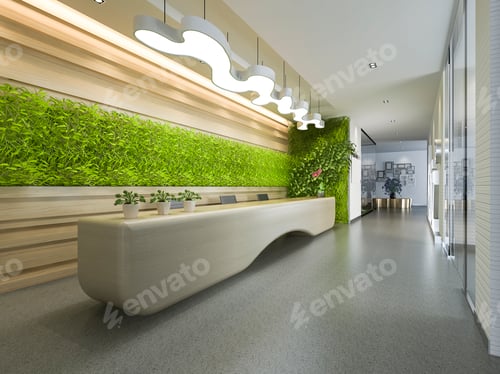3d rendering luxury hotel and office reception and lounge